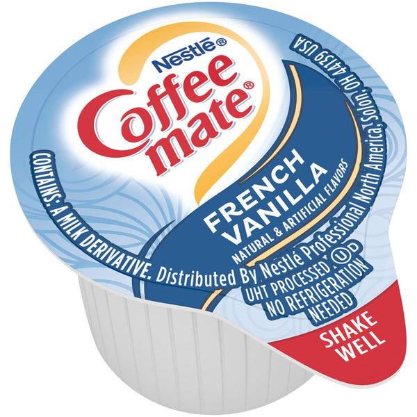 Nestle Coffee mate Liquid Coffee Creamer Singles, French Vanilla, 50 Ct Box (Pack of 2) with By The Cup Coffee Scoop