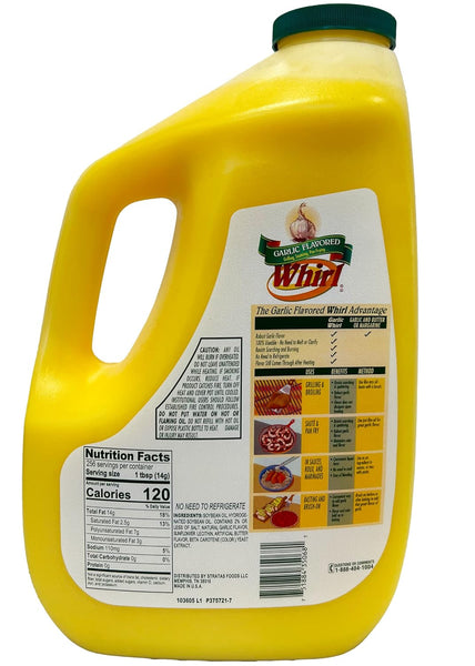 Whirl Butter Liquid Garlic Flavor Oil, 1 Gallon (Pack of 2) with By The Cup Swivel Spoons