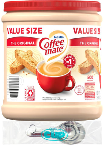 Coffee mate Original Powder Creamer, 35.3 oz Canister with By The Cup Stainless Steel Measuring Spoons