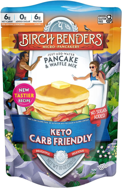 Birch Benders Keto Pancake and Waffle Mix, 10 oz (Pack of 2) with By The Cup Swivel Spoons