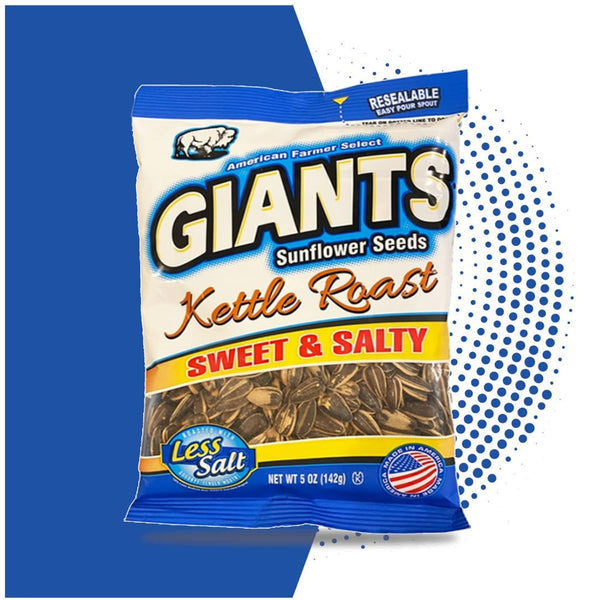 Giants Kettle Roast Sweet & Salty Sunflower Seeds, 5 oz Resealable Bag (Pack of 3) with By The Cup Bag Clip