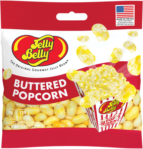 Buttered Popcorn Jelly Beans, 3.5 oz (Pack of 2) with By The Cup Bag Clip