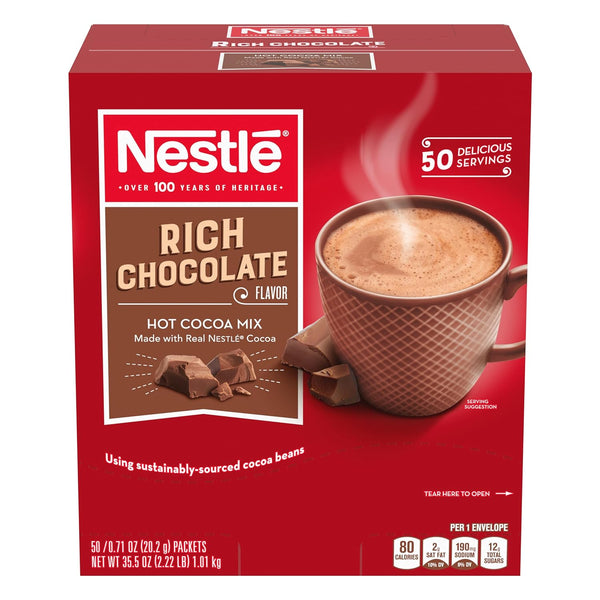 Nestlé Hot Cocoa Mix Variety, Milk Chocolate & Rich Chocolate, 110 Single Serve Hot Cocoa Packets with By The Cup Coasters