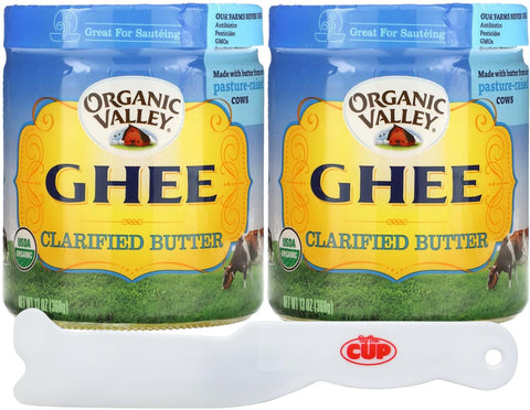 Organic Valley - Ghee Clarified Butter, USDA Organic, Gluten-Free, 13 Ounce (Pack of 2) with By The Cup spreader