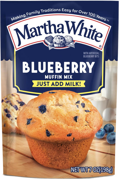 Martha White Blueberry Muffin Mix, 7 oz (Pack of 3) with By The Cup Swivel Spoons