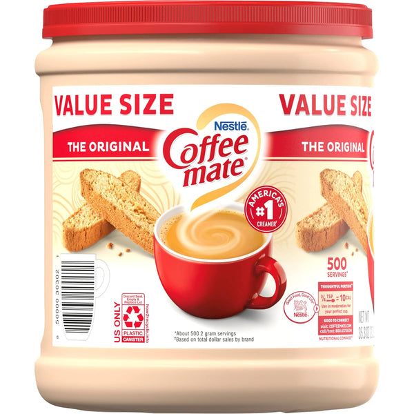 Coffee mate Original Powder Creamer, 35.3 oz Canister (Pack of 2) with By The Cup Stainless Steel Measuring Spoons