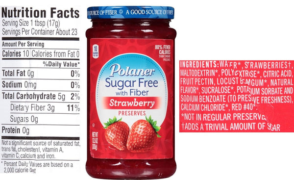 Polaner Sugar Free Preserves Sweetened with Sucralose 13.5 Ounce Variety, Blackberry, Raspberry, Strawberry with By The Cup Spatula Knife