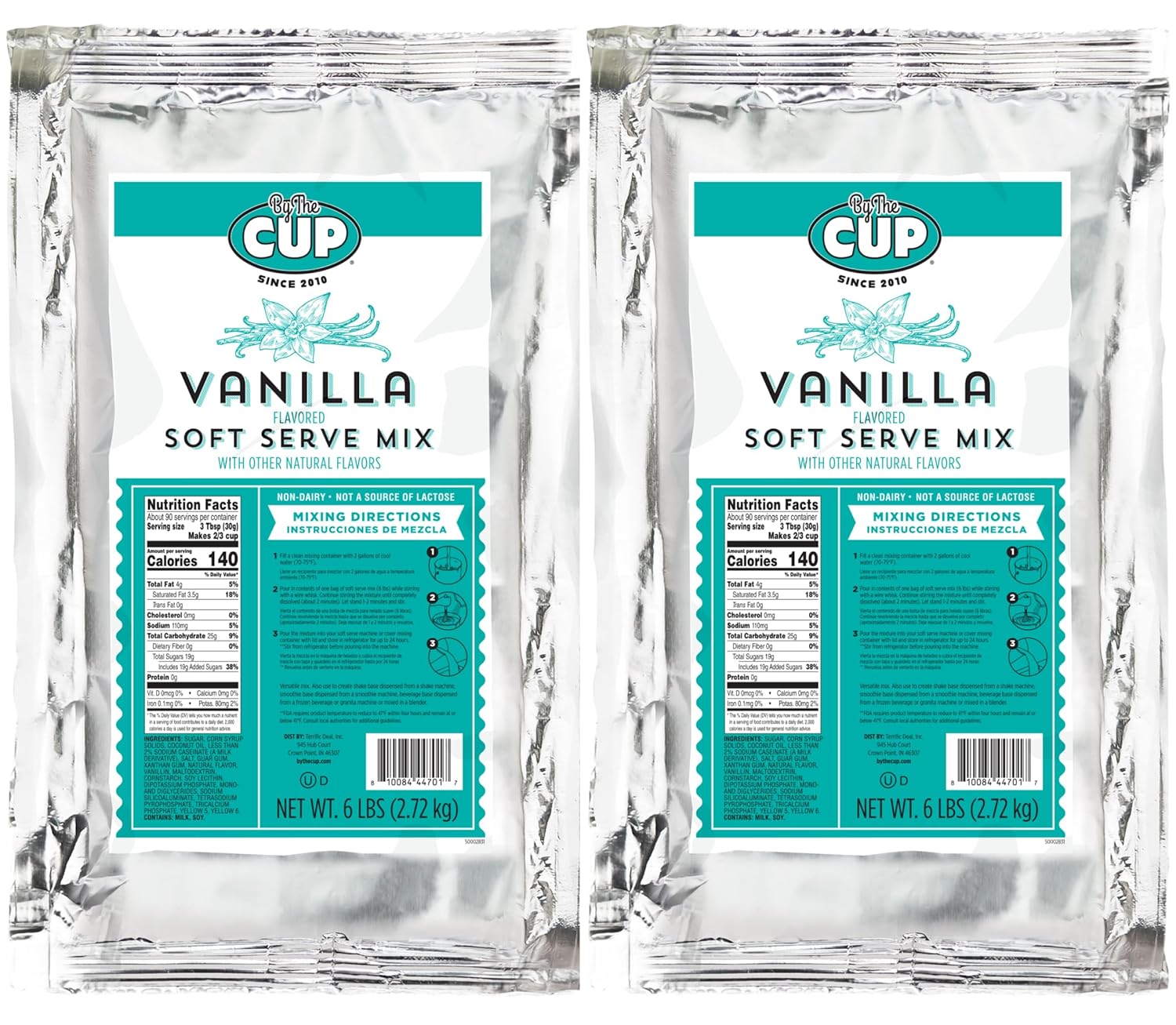 By The Cup Non-Dairy Vanilla Soft Serve Mix, 6 lb (Pack of 2)