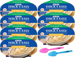Hormel Thick & Easy Pureed Meals, Scrambled Eggs With Cheese & Bacon, 7 oz (Pack of 7) with By The Cup Mood Spoons