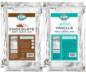 By The Cup Non-Dairy Soft Serve Mix Variety, Gluten Free, 1 of each Flavor: 6 lb Bag: Chocolate and Vanilla