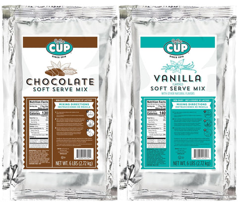 By The Cup Non-Dairy Soft Serve Mix Variety, Gluten Free, 1 of each Flavor: 6 lb Bag: Chocolate and Vanilla
