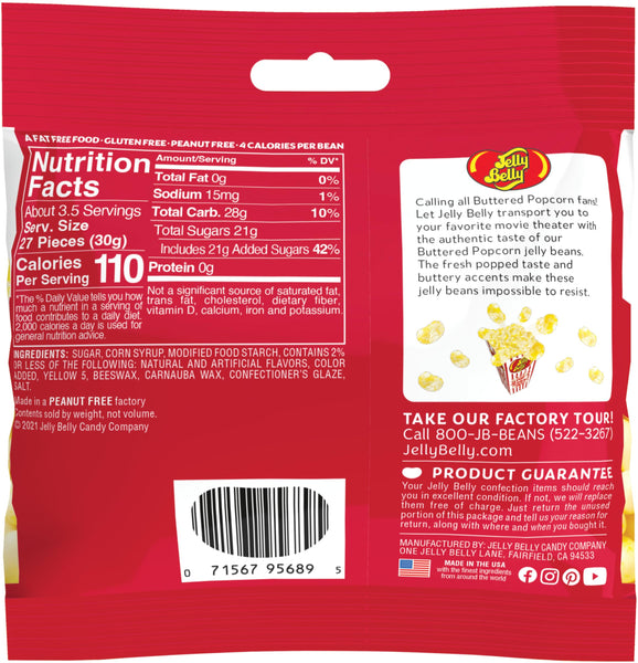 Buttered Popcorn Jelly Beans, 3.5 oz (Pack of 2) with By The Cup Bag Clip