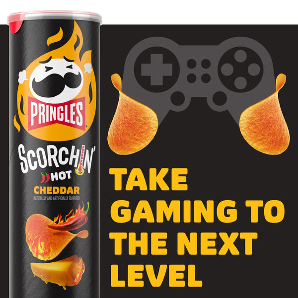 Pringles Scorchin' Cheddar Potato Crisps, 5.5 oz (Pack of 2) with By The Cup Mints