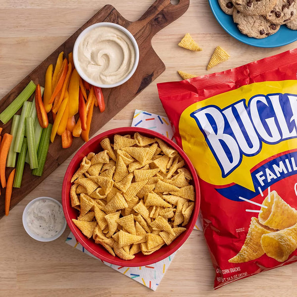 Bugles Snack Size, Original Flavor, 87 oz Bags (Pack of 12) with By The Cup Bag Clip