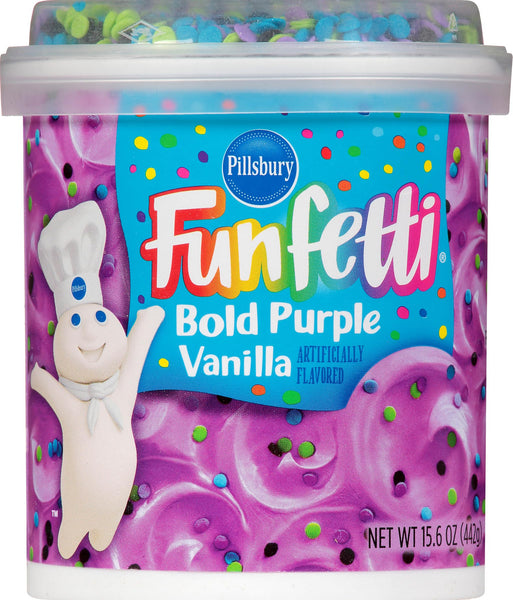 Pillsbury Birthday Bundle: Funfetti Cake Mix and Purple Vanilla Frosting with By The Cup Candles