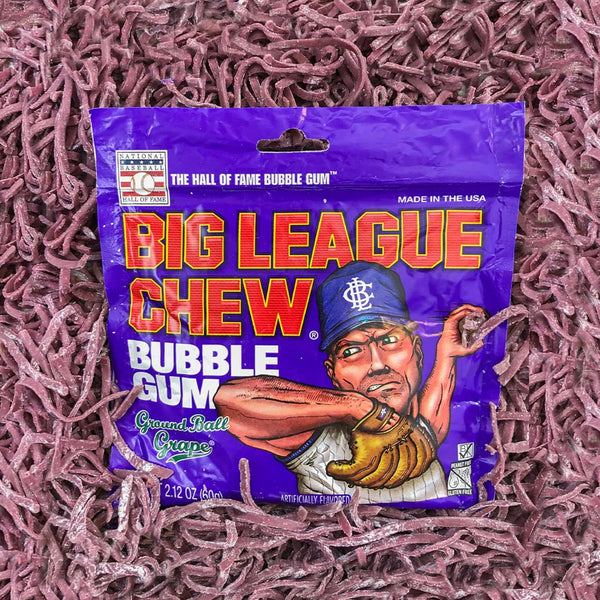 Big League Chew Ground Ball Grape Shredded Bubble Gum, 2.12 oz (Pack of 3) with By The Cup Mints