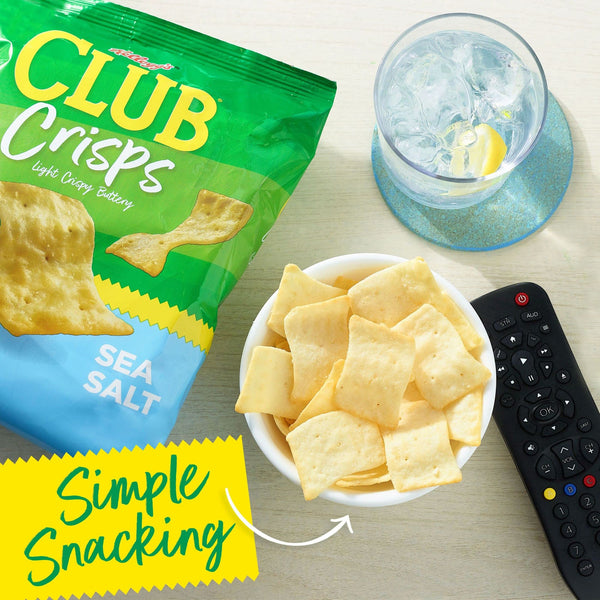 Kellogg's Club Crisps Sea Salt, 2 oz (Pack of 6) with By The Cup Bag Clip