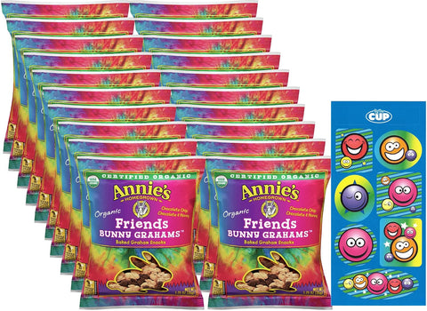 Annie's Organic Friends Bunny Grahams (Pack of 20) with By The Cup Stickers