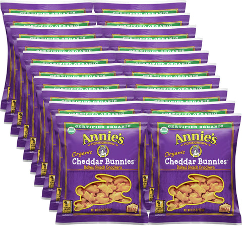 Annie's Organic Cheddar Bunnies Crackers, 0.75 oz (Pack of 20) with Stickers