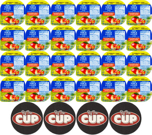 Hormel Thick & Easy Sugar Free Peach Mango, Clear Single Serve Level 3 Honey Consistency Thickened Beverage, 4 oz Cup (Pack of 24) with 4 By The Cup Coasters