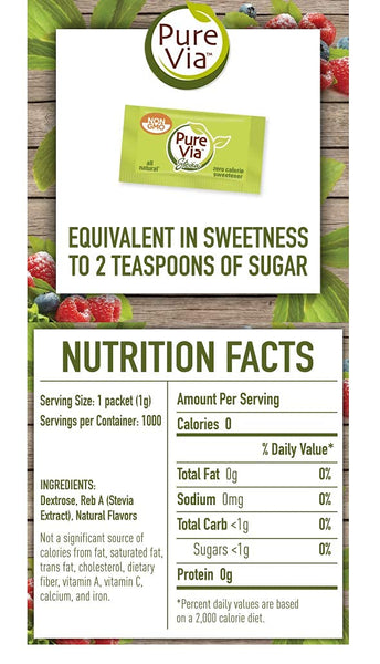 By The Cup Sugar, Pure Via Stevia and Equal Sucralose 300 Count Sweetener Packet Variety 100 of each