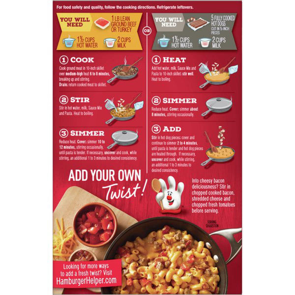 Betty Crocker Cheeseburger Macaroni, Cheesy Enchilada, and Three Cheese Hamburger Helper Variety (Pack of 3) with By The Cup Microwavable Bowl