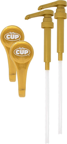 By The Cup Gold Coffee Syrup Pump for 750 ml Bottles (Pack of 2) Fits Upouria, Torani, DaVinci, Jordans Skinny Syrups, and Monin (1L Plastic Only)