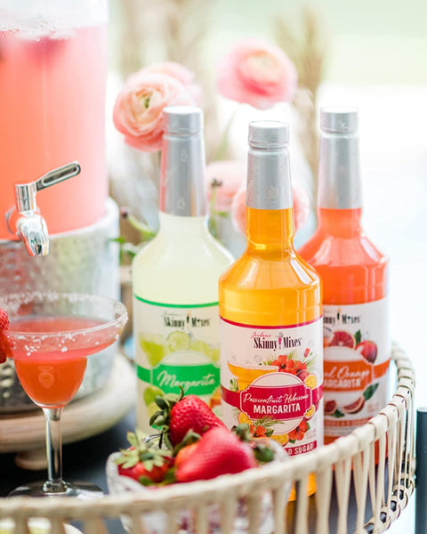 Jordan's Skinny Syrups Sugar Free Margarita Mix Bundle, Passionfruit Hibiscus and Jalapeno with By The Cup Coasters