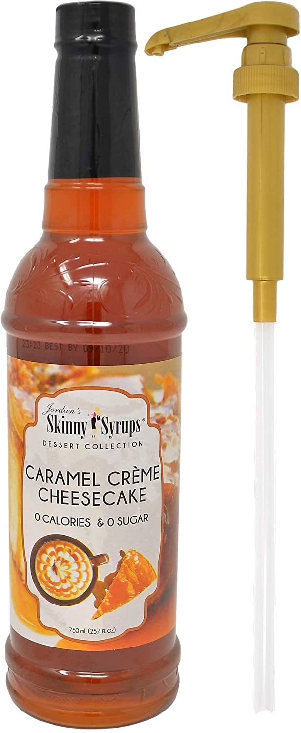 Jordan's Skinny Syrups Sugar Free Caramel Creme Cheesecake 750 ml Bottle with By The Cup Syrup Pump