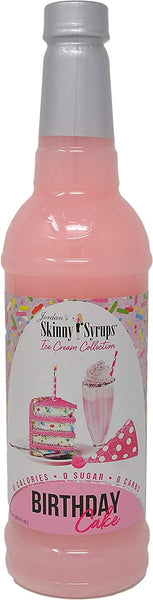 Jordan's Skinny Syrups Sugar Free Birthday Cake Coffee Syrup 750 mL Bottle with By The Cup Coasters