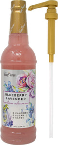Jordan's Skinny Syrups Sugar Free Blueberry Lavender Flavor Infusion 750 ml with By The Cup Syrup Pump