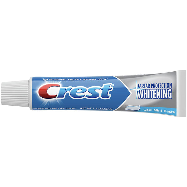 Crest Tartar Protection Whitening Cool Mint Paste Toothpaste, 8.2 oz (Pack of 2) with By The Cup Toothbrush
