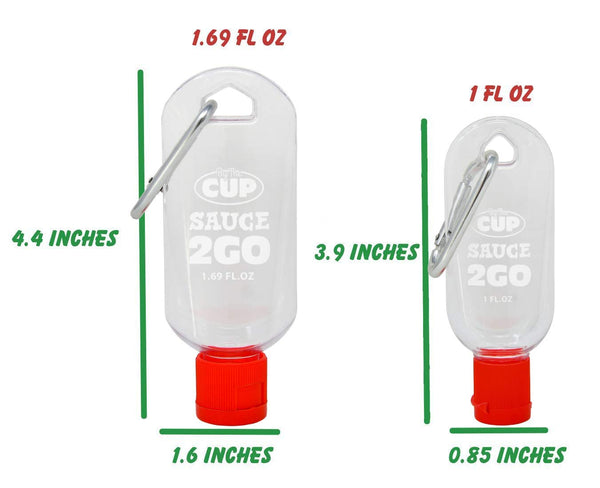 By The Cup Sauce 2 Go Keychains 1.69 Fluid Ounce and 1 Fluid Ounce Empty Mini Sauce Bottles (Sauce Not Included)