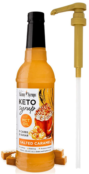 Sugar Free Keto Salted Caramel and Mocha with MCT Oil 750 ml Bottles (Pack of 2) with 2 Syrup Pumps