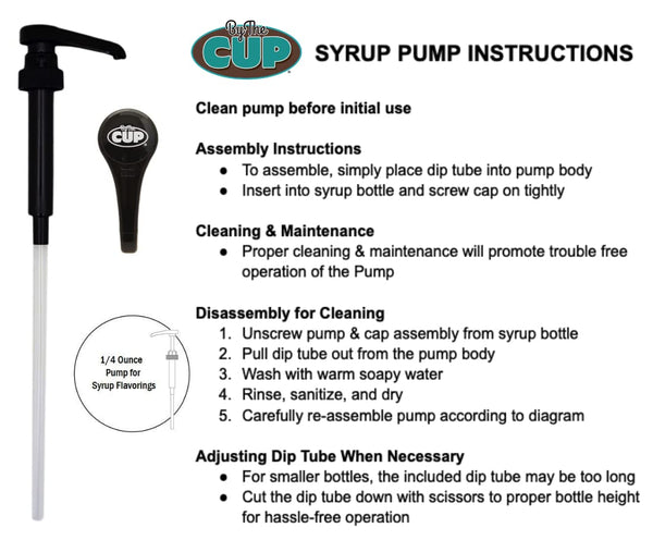 By The Cup Universal Black Coffee Syrup Pump (Pack of 6) - Fits Upouria, Torani Syrups, Davinci, Monin (1L Plastic Only), and Jordan's Skinny Syrups