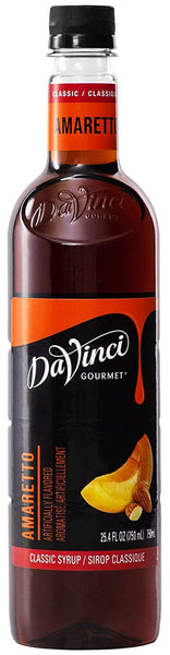 Davinci Gourmet Coffee Syrup, Classic Amaretto, 750 ml Bottle with By The Cup Pump