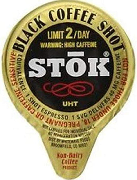 SToK Caffeinated Black Unsweetened Cold Brew Coffee Shots 100 Count - With 20 Exclusive By The Cup Sugar Packets