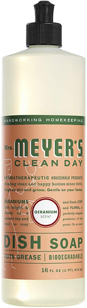 Mrs. Meyer’s Clean Day Dish Soap, 2 Scent Variety, Bluebell and Geranium with By The Cup Sponge