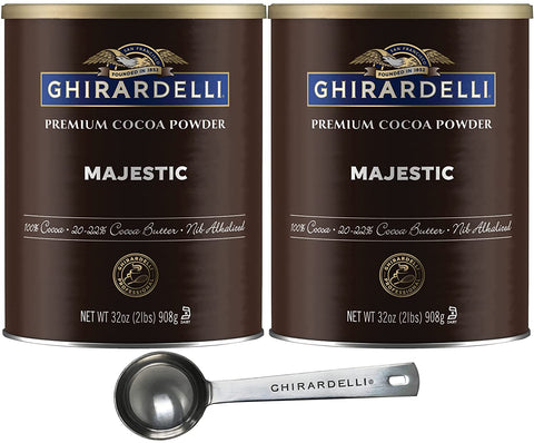 Ghirardelli Majestic Premium Cocoa Powder, 32 Ounce Can (Pack of 2) with Limited Edition Measuring Spoon