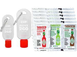 Tabasco Pepper, Chipotle, Jalapeno 3 Gram Packets 20 of each (Pack of 60) with 2 By The Cup Sauce 2 Go Keychains
