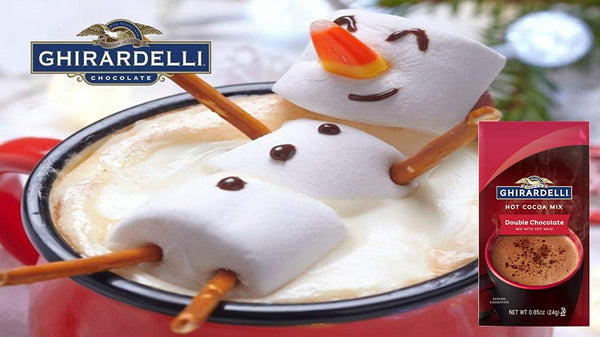 Ghirardelli Chocolate Hot Cocoa Variety, Double Chocolate 0.85 oz Packets & Premium Hot Cocoa Mix .95 oz Packets, 10 of each (Pack of 20) with By The Cup Cocoa Scoop
