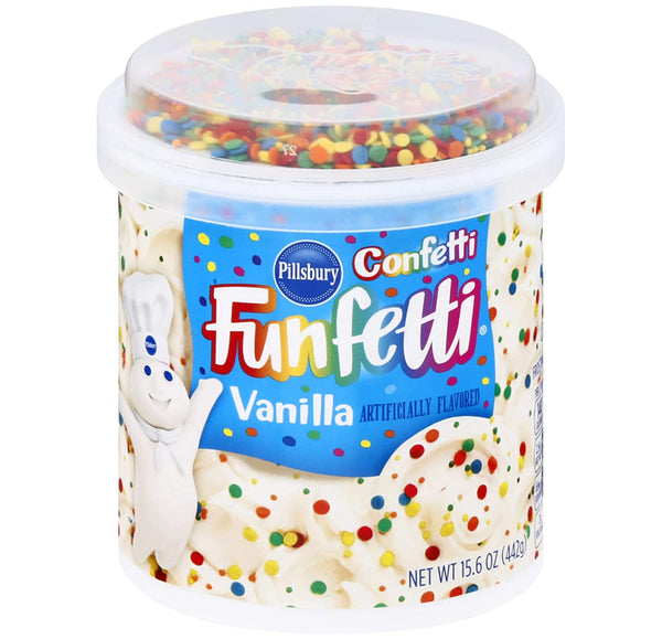 Pillsbury Funfetti Confetti Vanilla Flavored Frosting (Pack of 3) with By The Cup Frosting Spreader