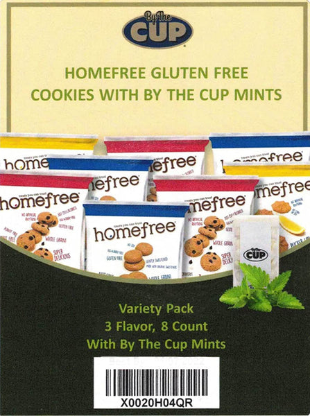 Homefree Gluten Free Cookies 3 Flavor Variety Pack, 8 Count with By The Cup Mints