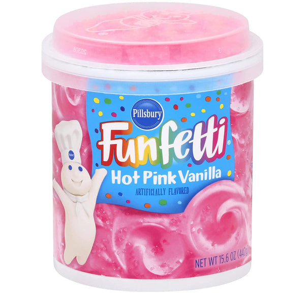 Pillsbury Funfetti Hot Pink Vanilla Flavored Frosting (Pack of 3) with By The Cup Frosting Spreader