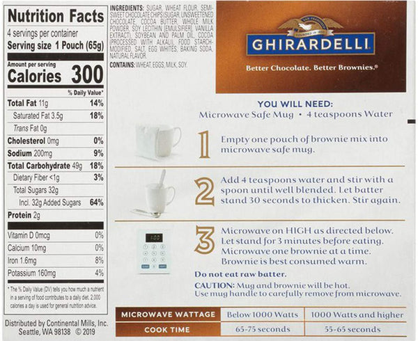 Ghirardelli Premium Microwave Brownie Mug Mix Bundle, Dark Chocolate, Double Chocolate, and Salted Caramel, 1 Box of each, 4 Servings Per Box with Set of 3 By The Cup Colorful Spoons