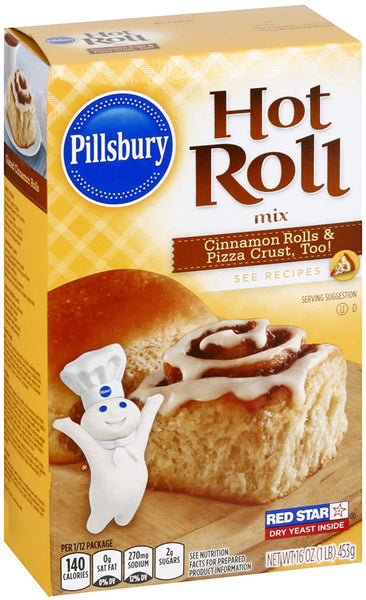 Pillsbury Hot Roll Mix, 16-Ounce Box (Pack of 4) with By The Cup Swivel Spoon