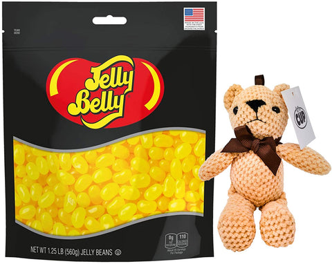 Jelly Belly Lemon Jelly Beans 1.25 lb Resealable Bag with By The Cup Teddy Bear