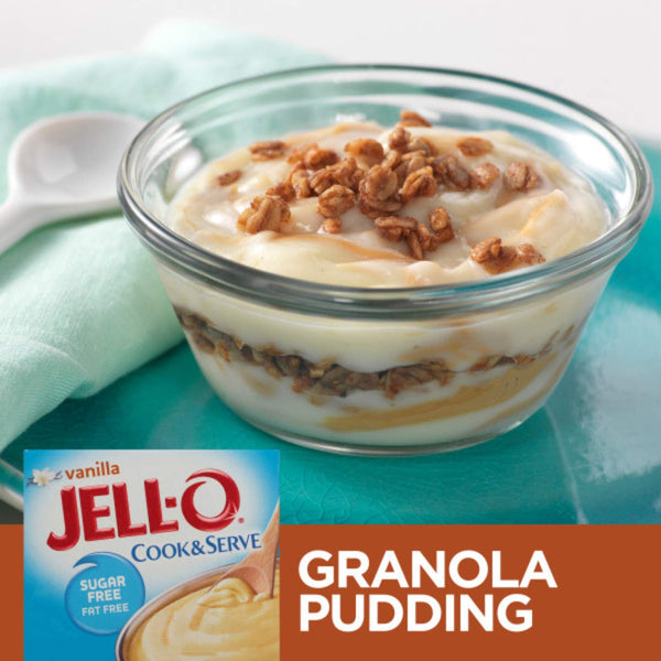 Jell-O Sugar Free Pudding, 8 Flavor Variety, 1 of each with By The Cup Mood Spoons