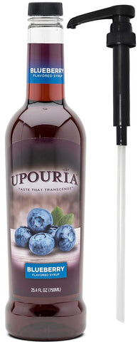 Upouria Blueberry Flavored Syrup, 100% Vegan and Gluten-Free, 750ml bottle - Pump included