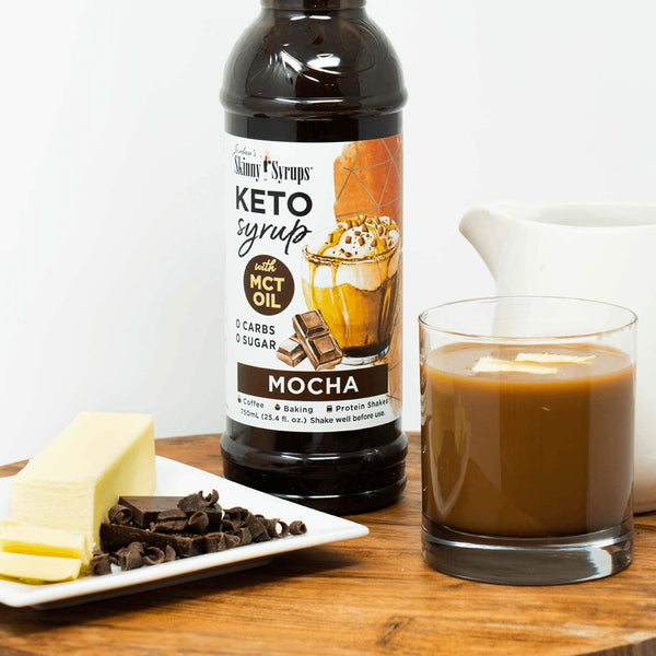 Sugar Free Keto Salted Caramel and Mocha with MCT Oil 750 ml Bottles (Pack of 2) with 2 Syrup Pumps